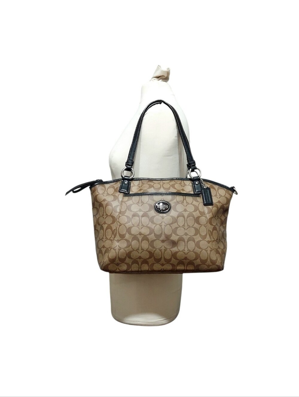 Coach Peyton Signature Coated Canvas Shoulder Tote No. F19816 - Picture 7 of 9